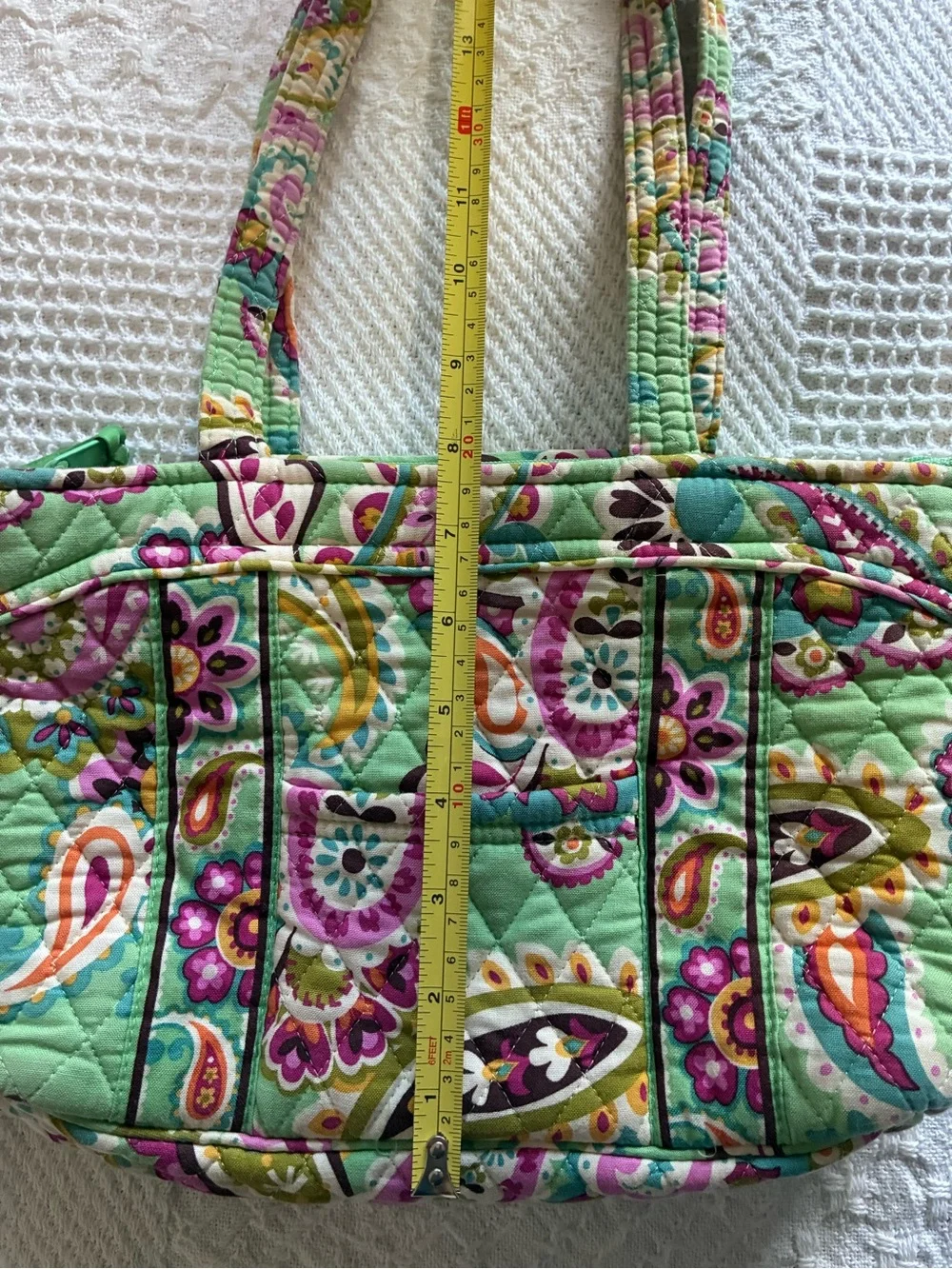 Vera Bradley Mandy Tote Shoulder Bag Purse Tutti Frutti Green Pink Paisley USA